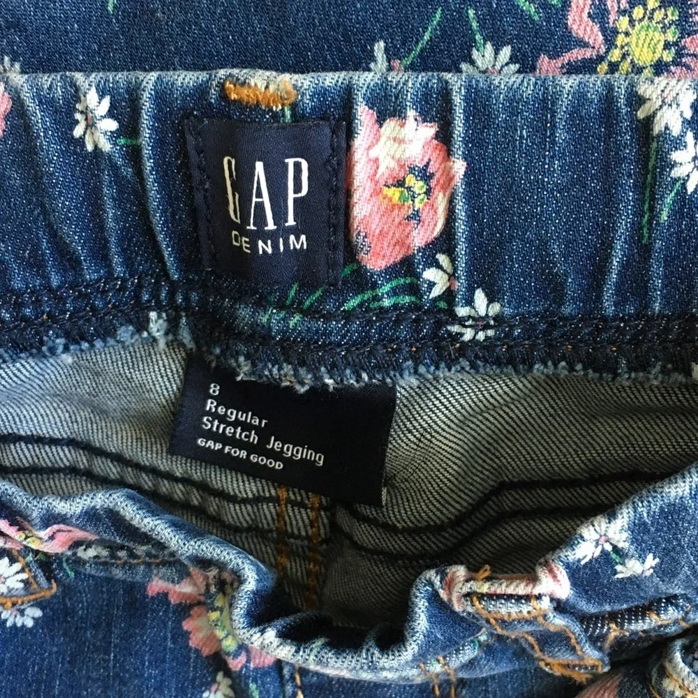 GAP Kids Floral Patterned stretch Jeggings Blue Jeans